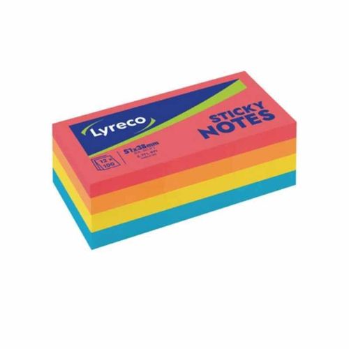 Lyreco värikkäät muistilaput tarralla 51x38 mm 12x100kpl/pakkaus