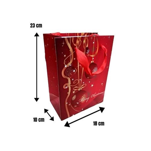 Jouluaiheinen paperikassi 18+10 x 23cm punainen